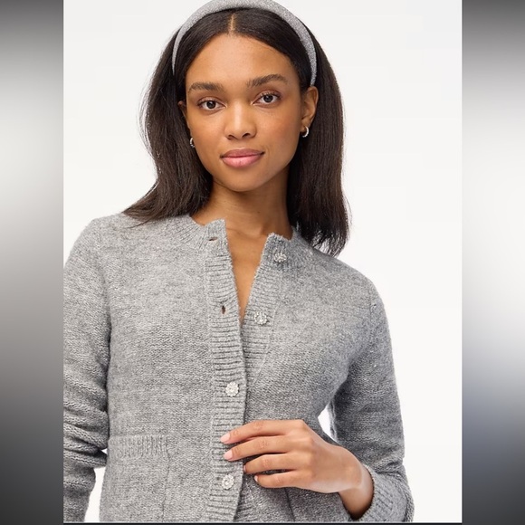 J. Crew | Gray/Metallic Cardigan Sweater | Diamond Buttons | size XS | NWT - Picture 1 of 7